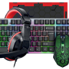 קיט גיימינג 4 ב-1: מקלדת גיימרים RGB + עכבר גיימרים מקצועי+ אוזניות מיקרופון גיימרים + משטח מהודר לעכבר