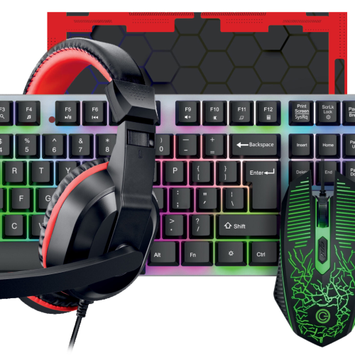 קיט גיימינג 4 ב-1: מקלדת גיימרים RGB + עכבר גיימרים מקצועי+ אוזניות מיקרופון גיימרים + משטח מהודר לעכבר